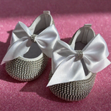 Silver Sparkle Baby Walker Crib Shoes For Newborn Photography or First Birthday