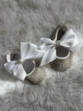 Silver Sparkle Baby Walker Crib Shoes For Newborn Photography or First Birthday