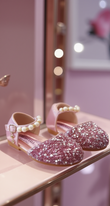 Pink Girls Dress Shoes With Sequins